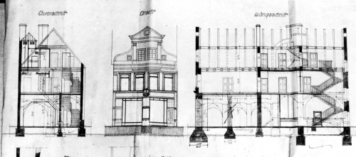 Leszno. Kamienica Rynek nr 32. Projekt A. Ehrlicha z 1912 r. , na przebudowę klatki schodowej i traktu frontowego. (kopia w AWUOZL) , zdjęcie nr 2