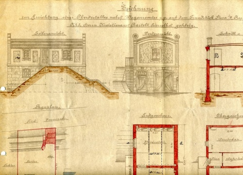 Projekt budowy piwnicy-ziemianki z p. XX w., z wykorzystaniem dawnego wału fortyfikacyjnego przy ul. Paderewskiego. (oryginał w AWUOZL)