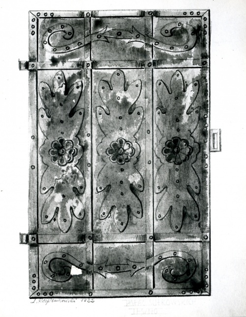 Drzwi z pałacu Sułkowskich w Lesznie wg. rys. L. Rozpendowskiego z 1922 r. (kopia w AWUOZL)
