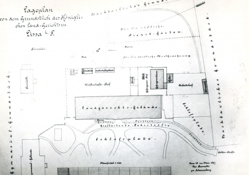 Plan sytuacyjny związany z adaptacją pałacu Sułkowskich w Lesznie na siedzibę Sądu Okręgowego. (kopia w AWUOZL)