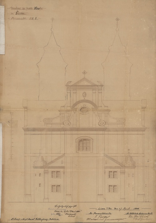 Projekt rozbudowy kościoła św. Mikołaja, widok nowej części wschodniej. (1905 r., APL)